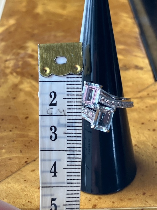 Natural Aquamarine Sterling Silver Ring Size 8 - Picture 9 of 10